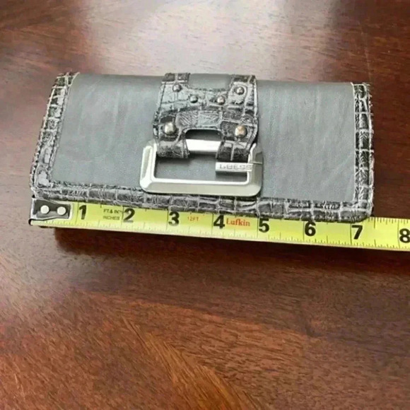 Guess Wallet & Cheque Book Holder Grey Faux Leather Vegan Croc Embossed - Picture 9 of 16